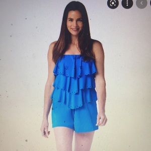 NWT $93 Size 16 Fit 4 U Laser-Cut V-Tiered Bandeau Romper